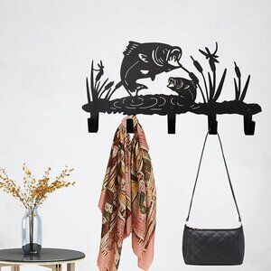 NEW Metal Fish Coat Hooks Wall Art Decor-Fish Hangers and Key Holder